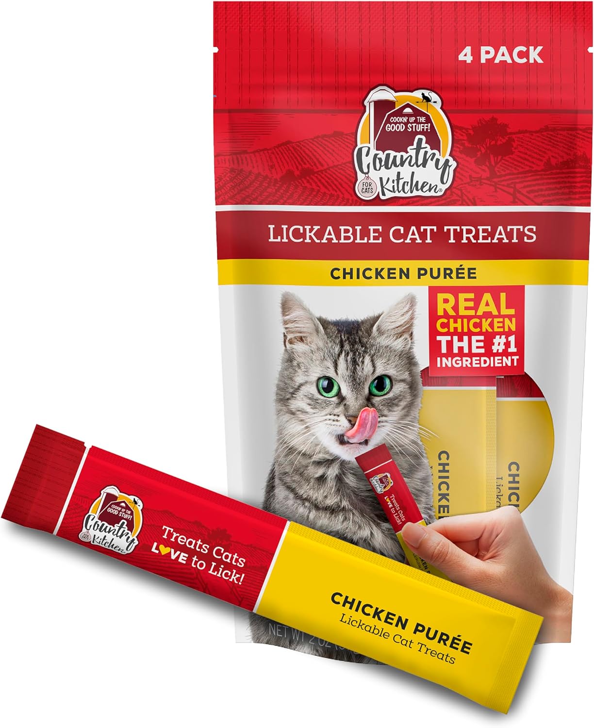 Country Kitchen Puree Lickable Cat Treats, 3 Flavor Variety Pack, Tuna, Salmon and Chicken, Made with Real Meat, 5 oz Tubes, 20 Count - Image 9