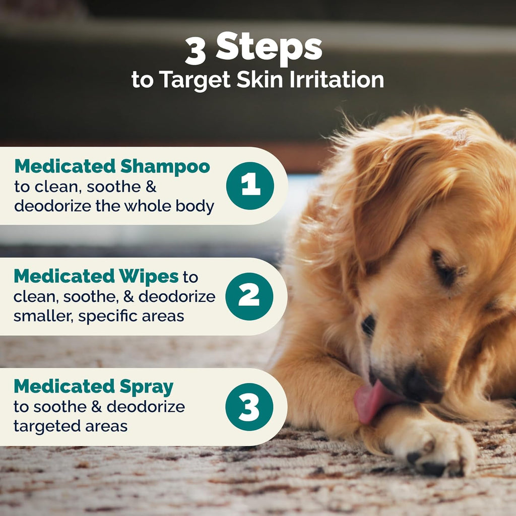 Soothing aloe vera infused medicated wipes by Vetnique Labs for pets.