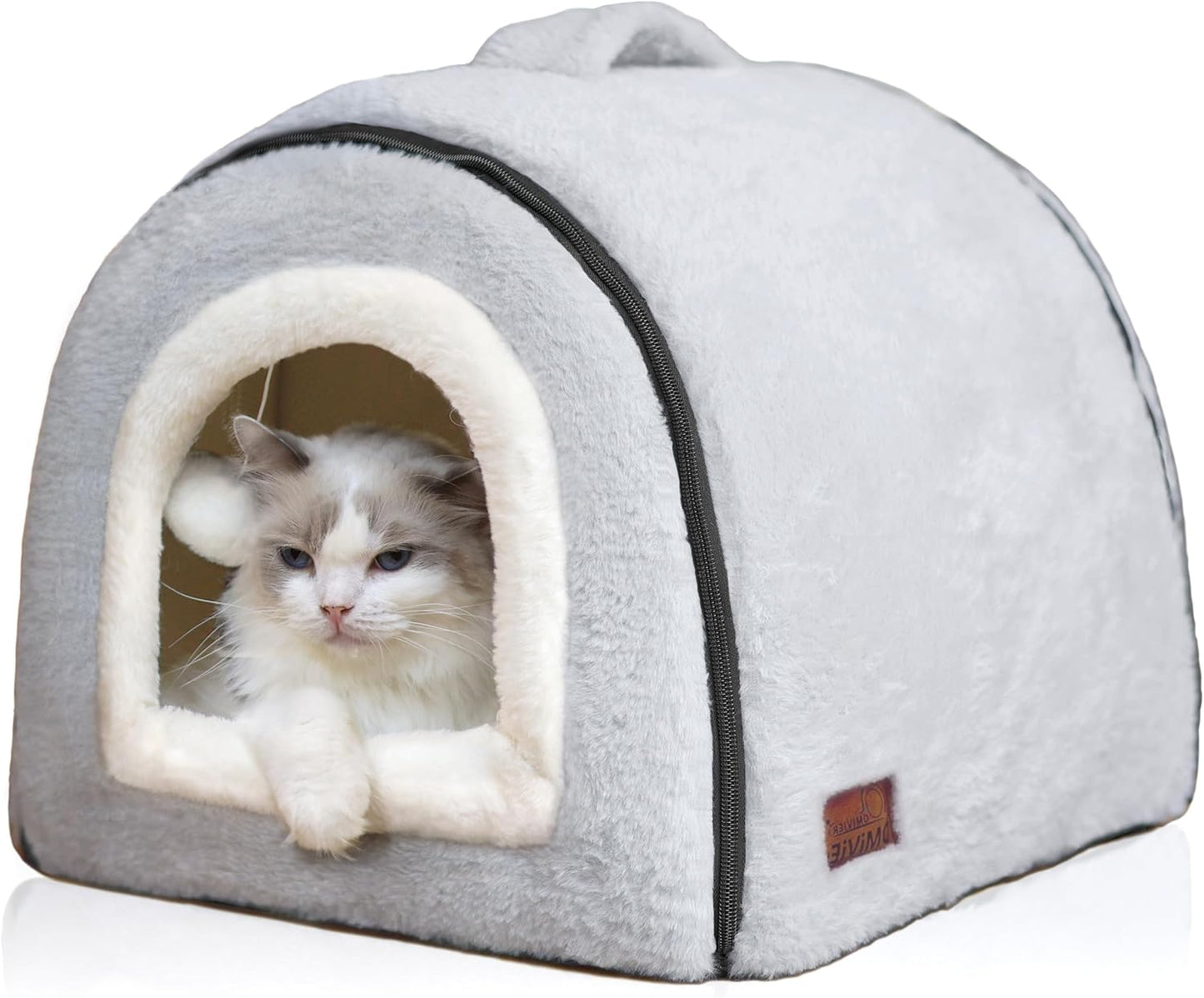 Cat Bed for Indoor CatsFoldable cat caveAnti-Slip & Water-Resistant Bottomcat Houses for Indoor Cats or Small Dogs, Kitten Tent, Rabbit Bed2 in 1 pet Bed (Grey) - Image 11