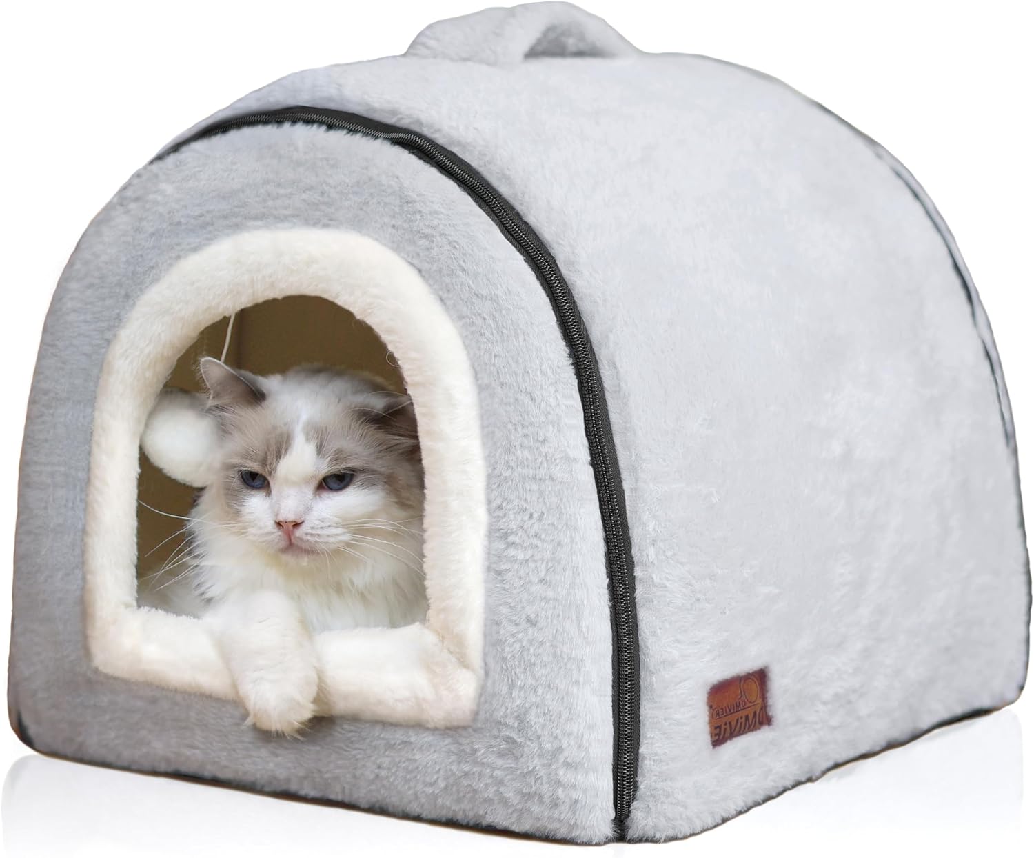 Cat Bed for Indoor CatsFoldable cat caveAnti-Slip & Water-Resistant Bottomcat Houses for Indoor Cats or Small Dogs, Kitten Tent, Rabbit Bed2 in 1 pet Bed (Grey) - Image 11