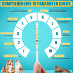 Pet parents dipping a veterinary urine test strip into a sample container for rapid testing