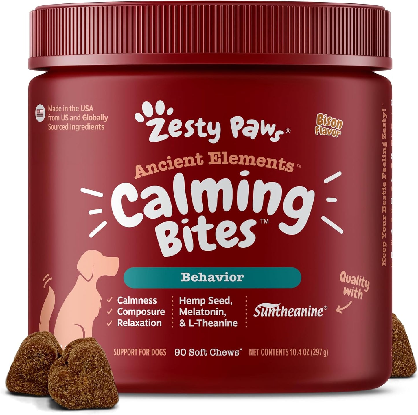 Zesty Paws Calming Chews for Dogs Composure & Relaxation for Everyday Stress & Separation Peanut Butter 90 Count - Image 11