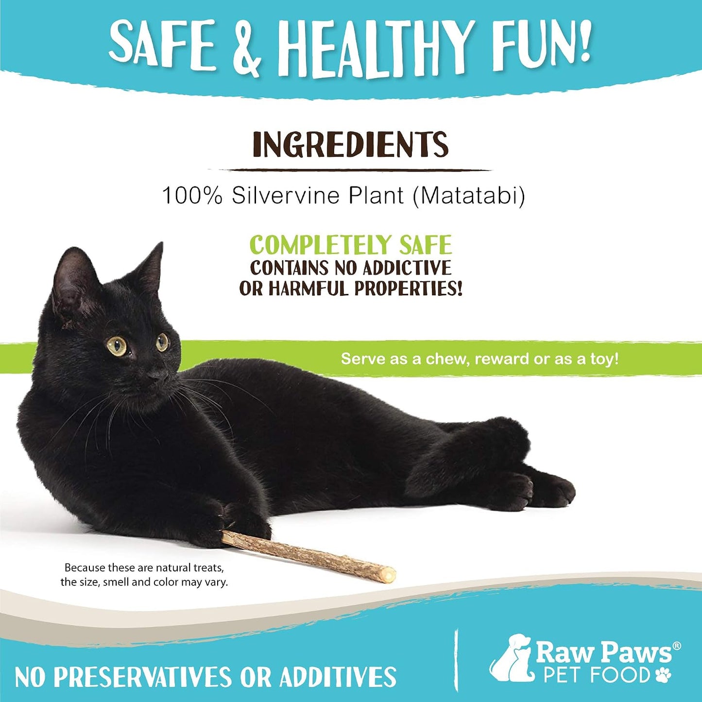 Raw Paws catnip alternative sticks packaging detail