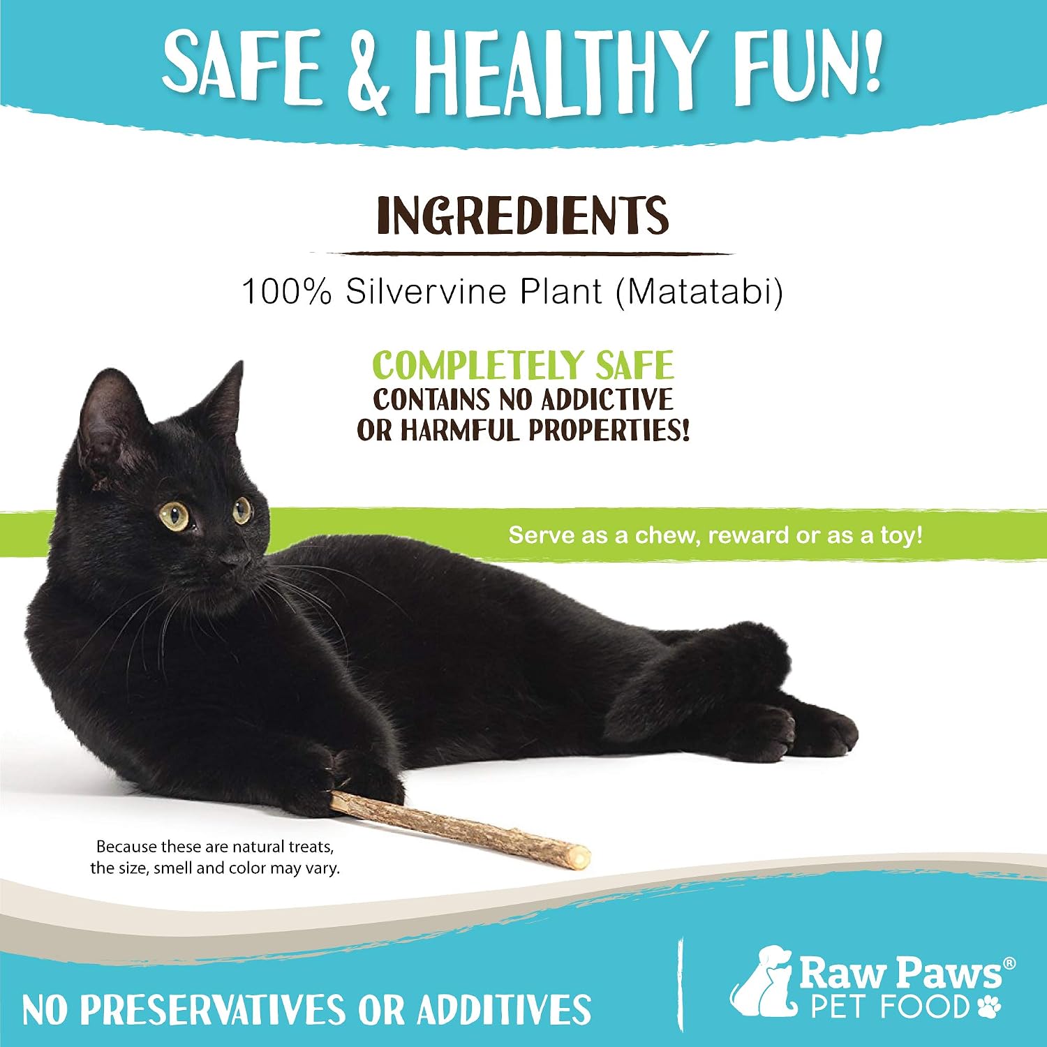 Raw Paws catnip alternative sticks packaging detail