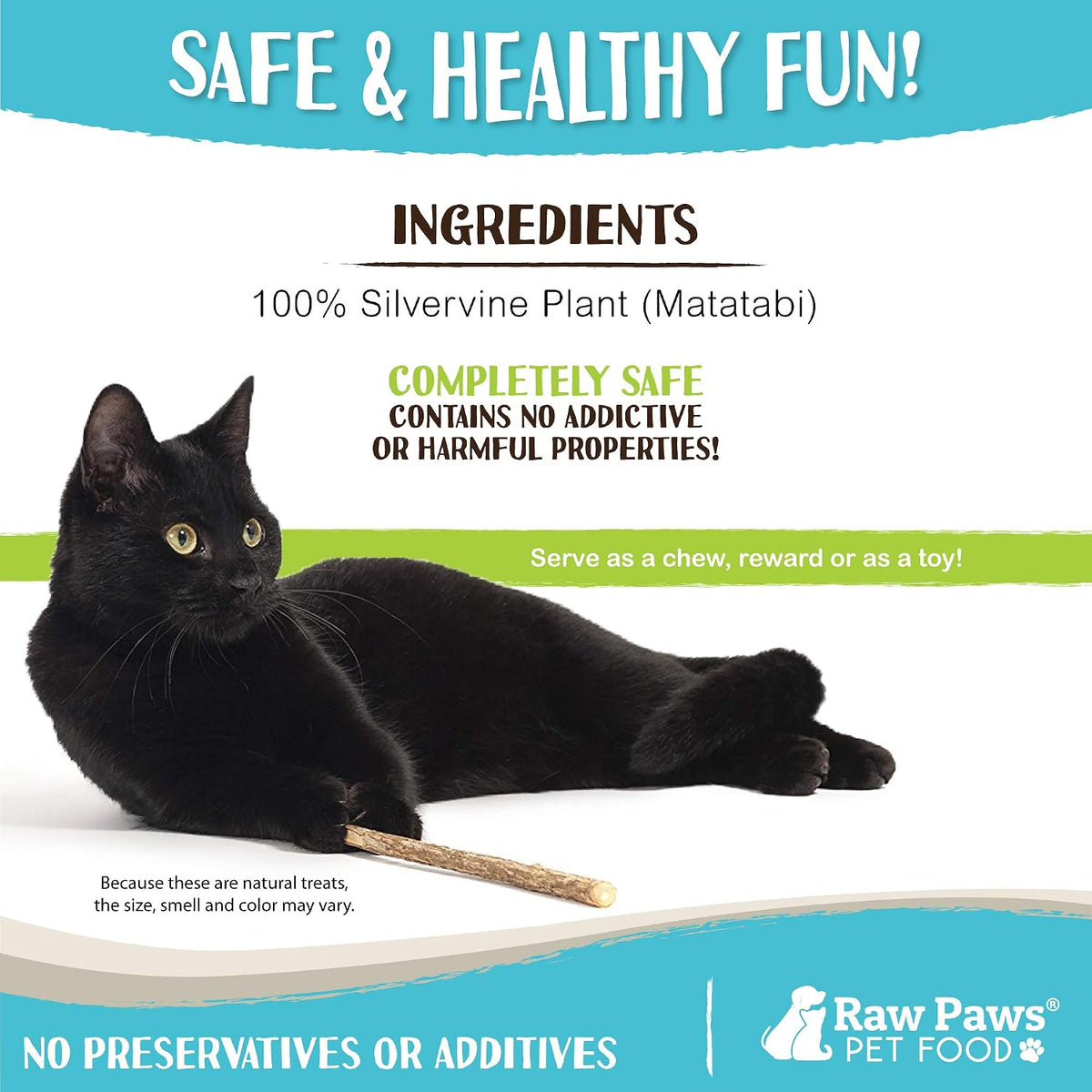 Cat playing with Raw Paws dental chew sticks