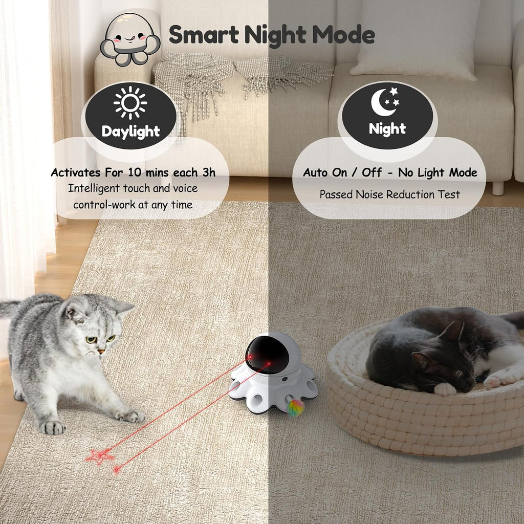 Motion activated smart pet toy with voice and touch sensors showing the control interface.