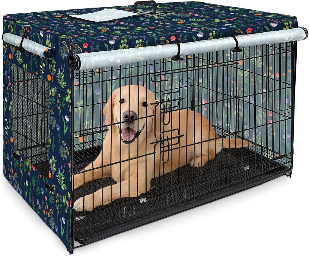 Bienbee dog crate cover 30 inches front view on wire cage