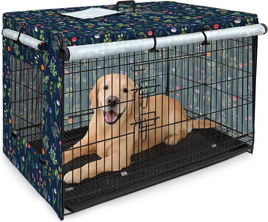 Bienbee dog crate cover 30 inches front view on wire cage