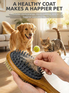 TAKAVU dual sided pet massager and bristle brush angled side view