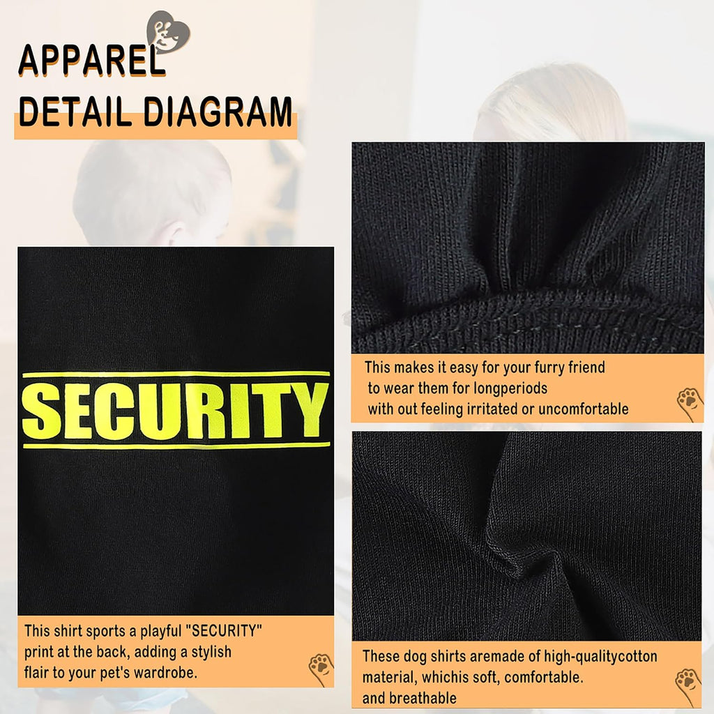 Side profile of small dog wearing Paiaite security shirt