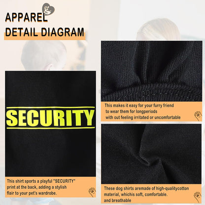 Side profile of small dog wearing Paiaite security shirt