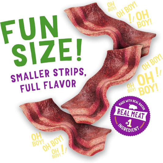Resealable pouch of Purina Beggin bacon dog snacks showing 25 ounce size