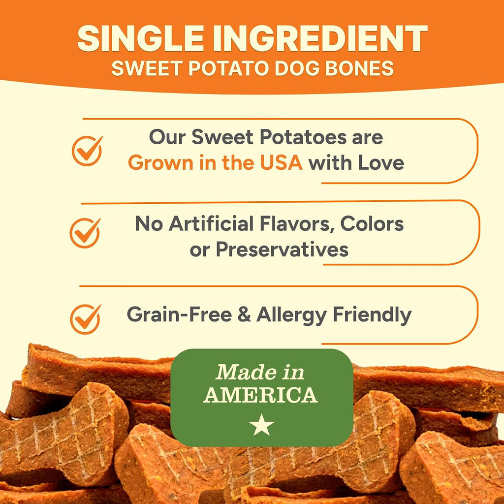 Close up of Gaines Family Farmstead natural sweet potato chew for dogs