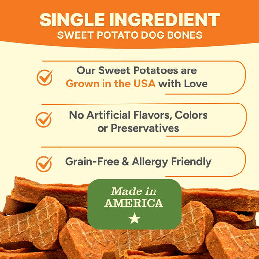 Close up of Gaines Family Farmstead natural sweet potato chew for dogs