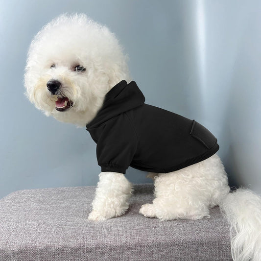 Idepet small dog hoodie black cotton fabric detail