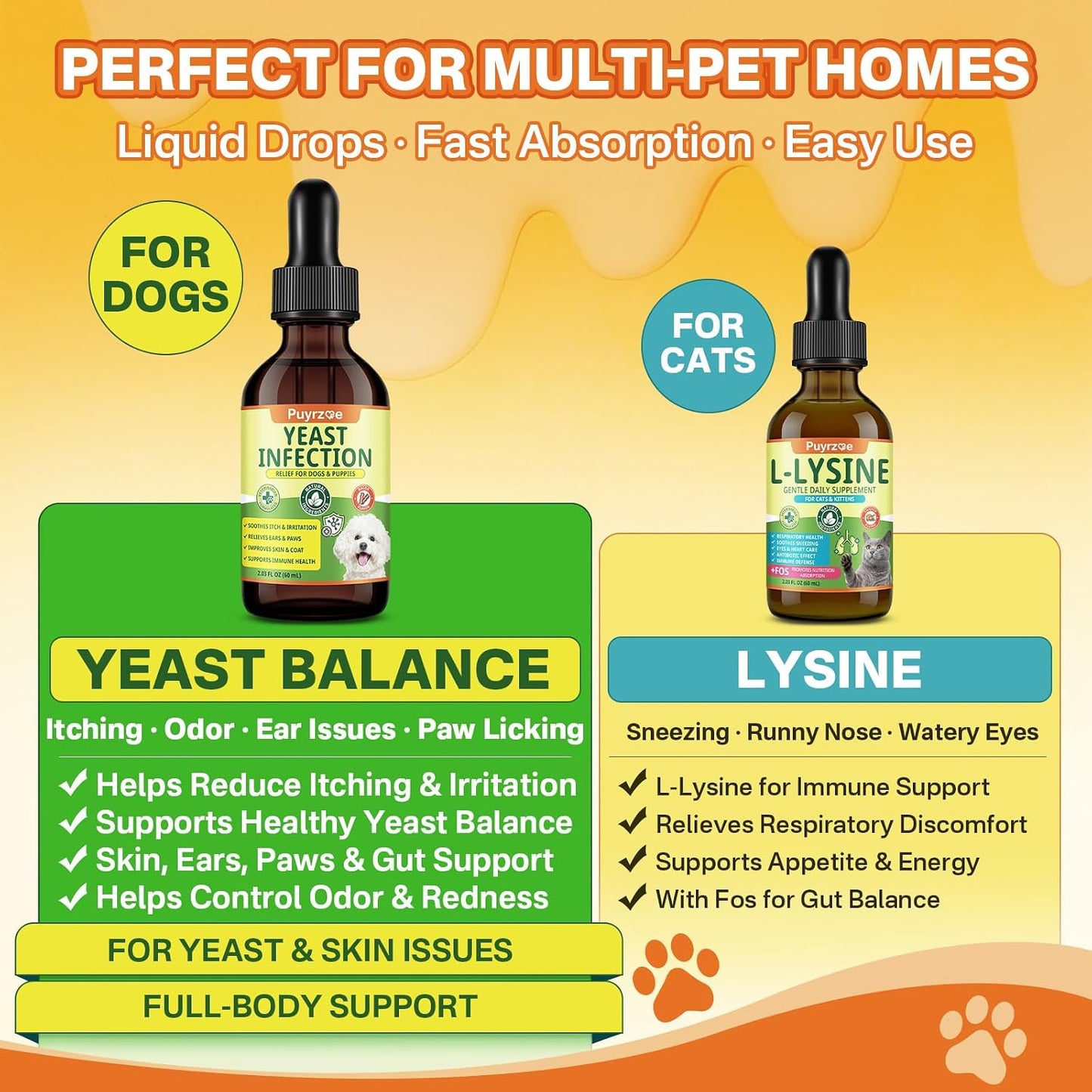 puyrzoe Natural Yeast Infection Treatment for Dogs, Itchy Ears, Skin, Paws & Allergy Relief, Yeast Treatment for Dogs, Supports Gut & Immune Health, Reduces Itching, Irritation & Inflammation, 60ml - Image 10