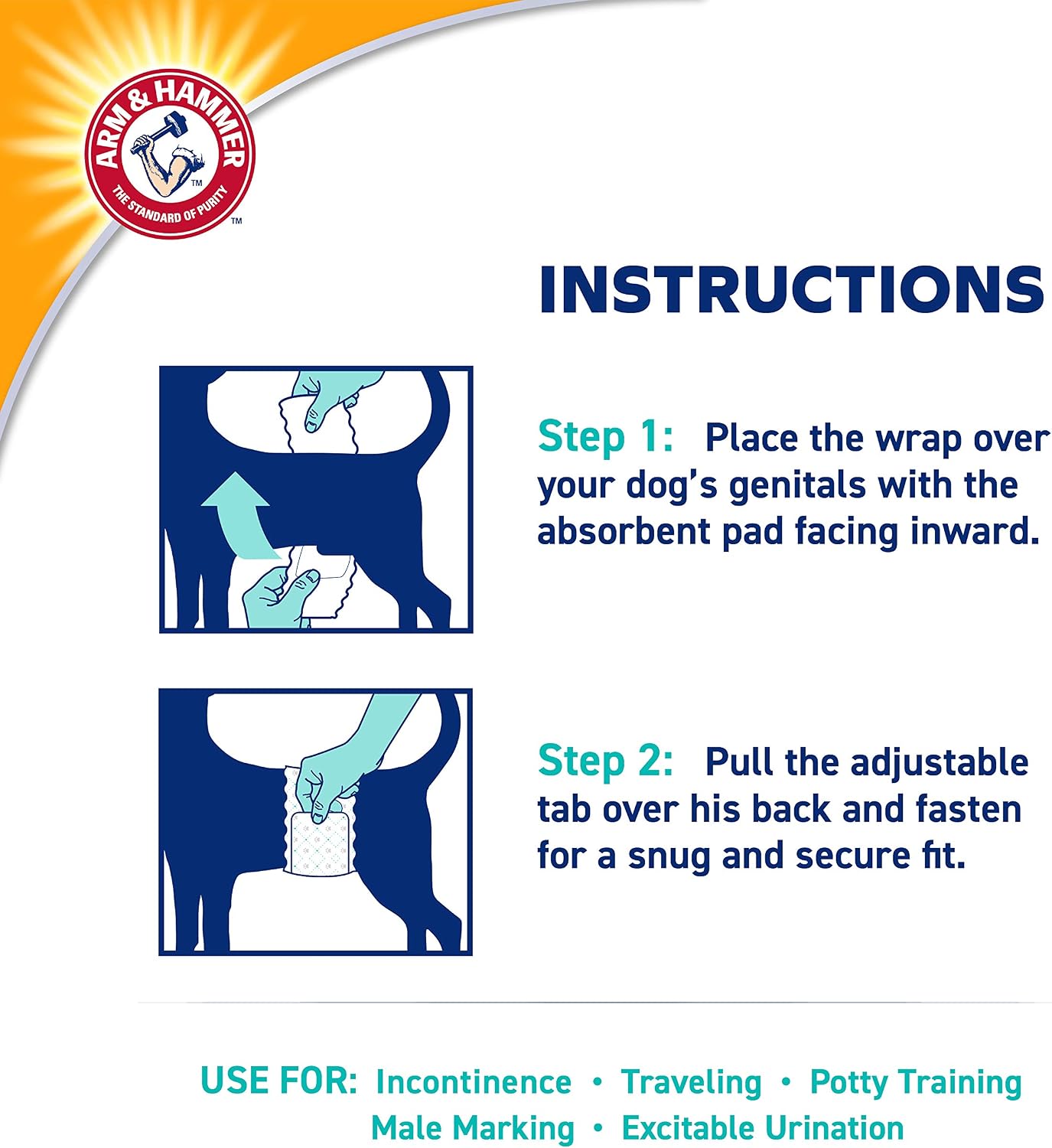 Authentic imported pet care diaper pack highlighting the brand emblem and sizing specifications
