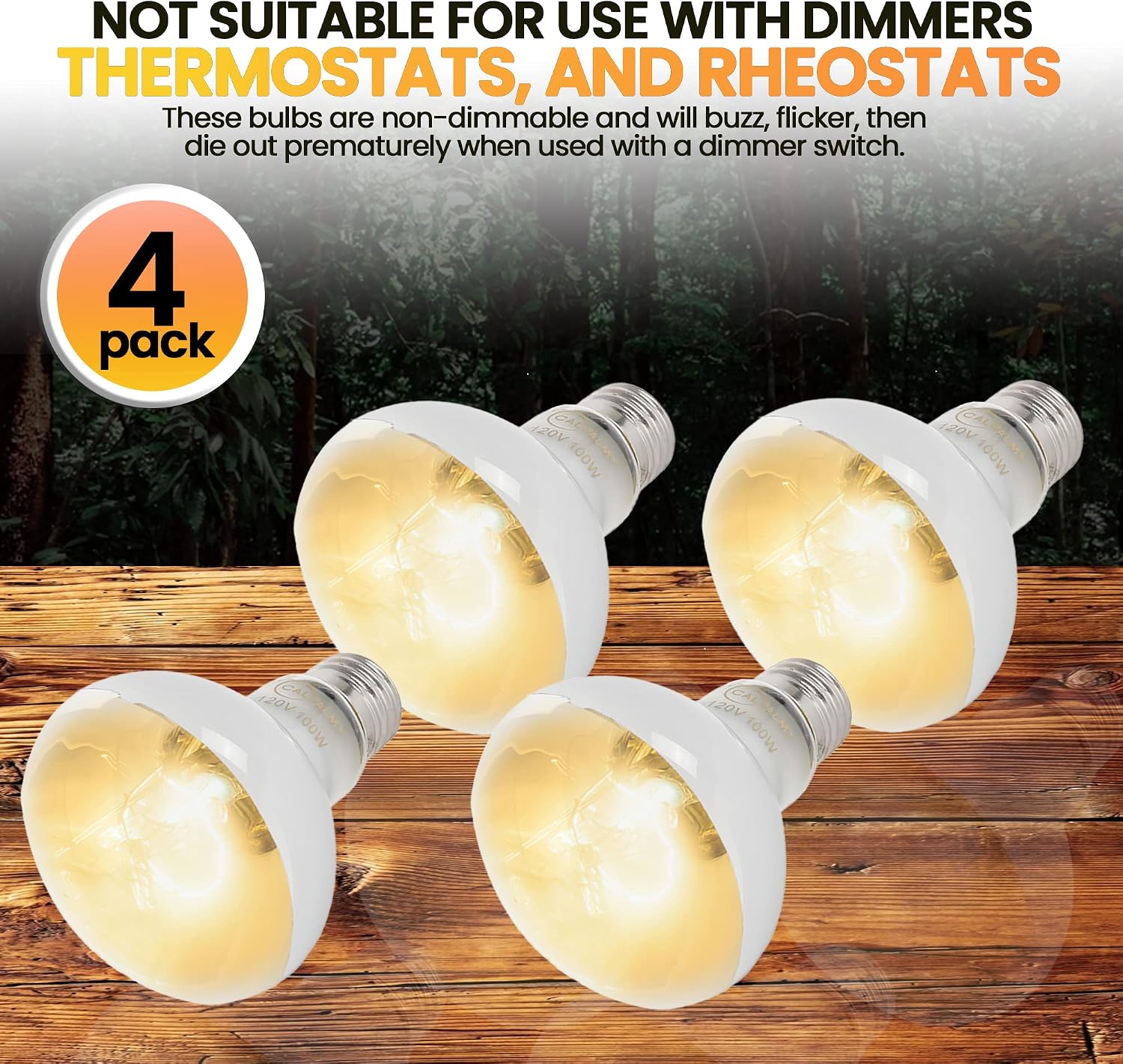 Calpalmy imported reptile heating equipment showing four individual bulbs