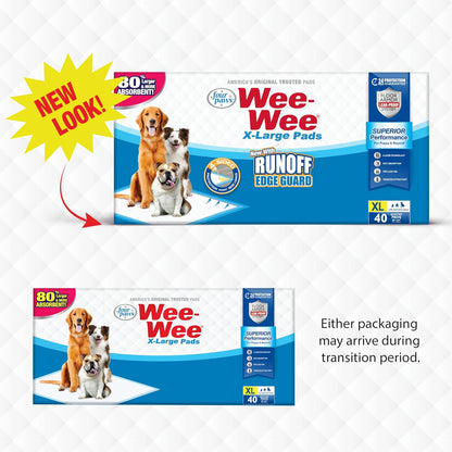 Six-layer leak-proof system demonstrated on Four Paws unscented dog potty training sheets