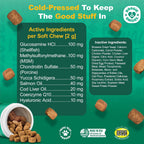 Premium Doggie Dailies hip and joint supplement soft treats container close up