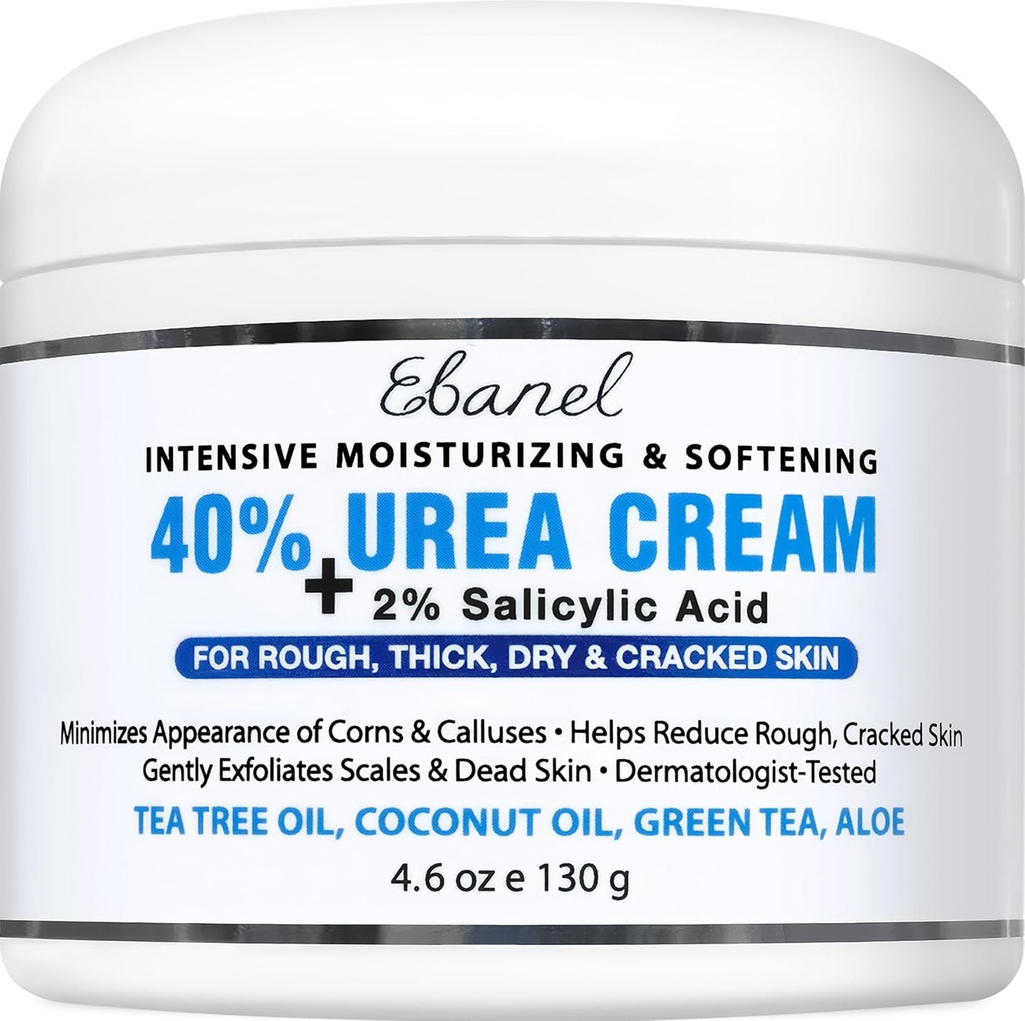 Ebanel Urea Cream forty percent front view container on white background