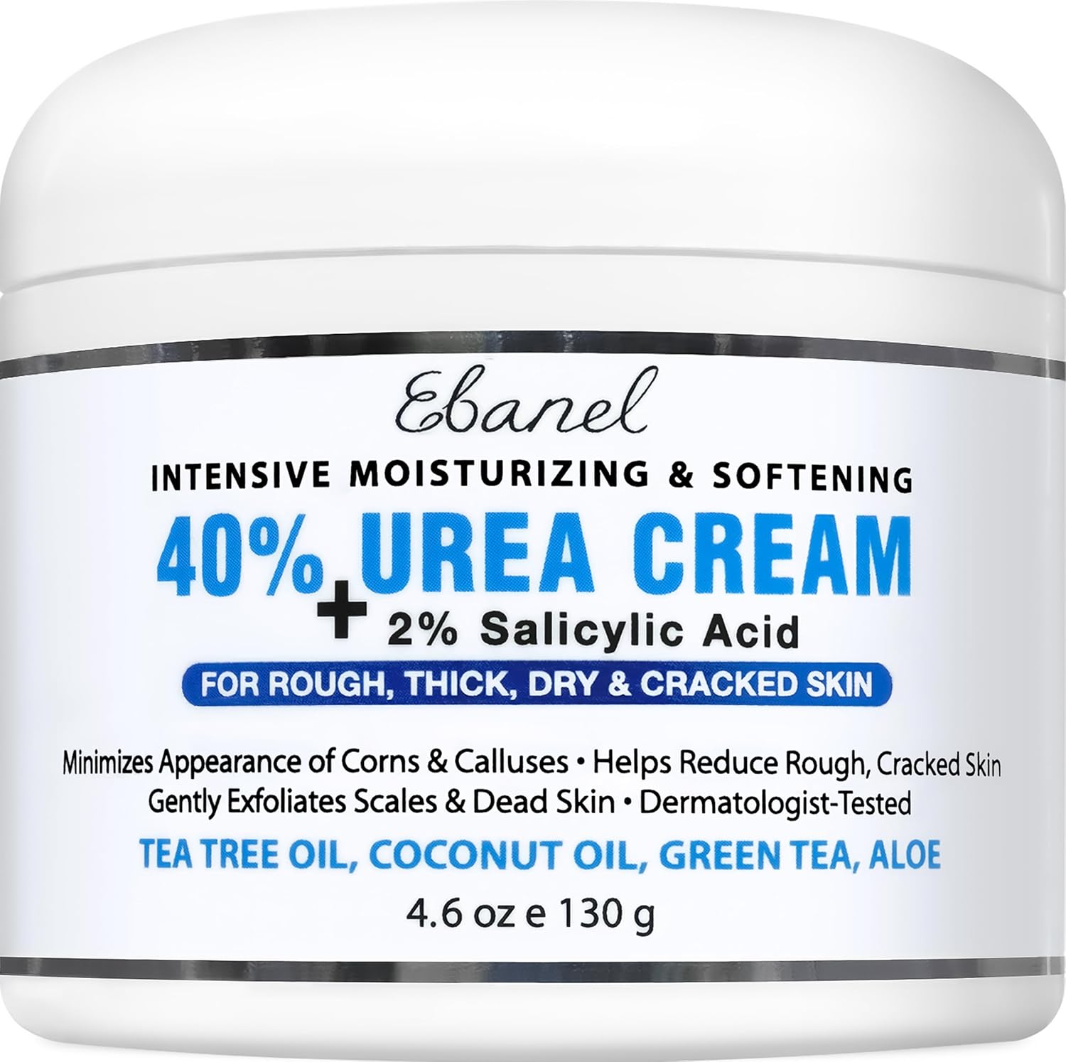 Ebanel Urea Cream forty percent front view container on white background