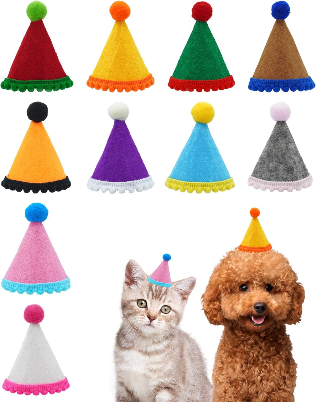 Pet Show 10 pack mini party hats for small dogs front view