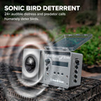 Bird B Gone electronic bird deterrent device mounted on a post
