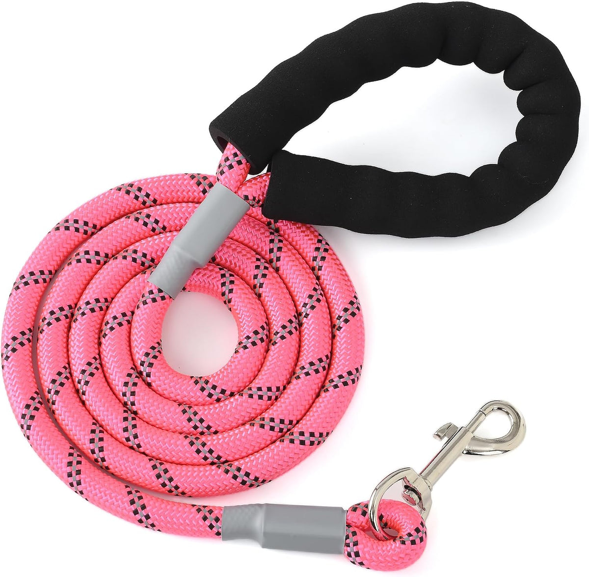 Full length view of the five feet pink Mile High Life heavy duty dog leash.