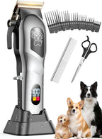Dog Clippers for Grooming, Dog Grooming Kit for Heavy Hair, Low Noise Cordless Pet Hair Trimmer with Stainless Steel Blade, Professional Rechargeable Hair Trimmer for Dogs and Cats Gunmetal Silver - Image 9