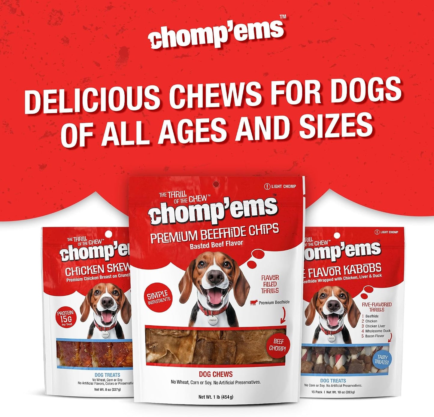 Chomp'ems Beef Chew Chips, 1 lb - Healthy, Protein Rich Treats for Dogs - Long Lasting Dog Chews - Image 9