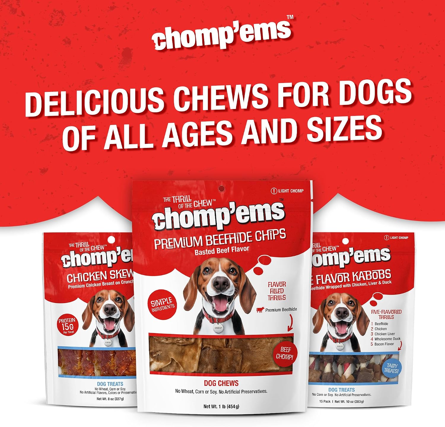 Chomp'ems Beef Chew Chips, 1 lb - Healthy, Protein Rich Treats for Dogs - Long Lasting Dog Chews - Image 9