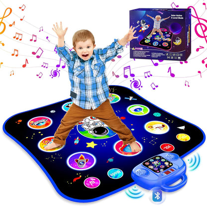 Jamlamq blue electronic dance mat with light-up buttons front view