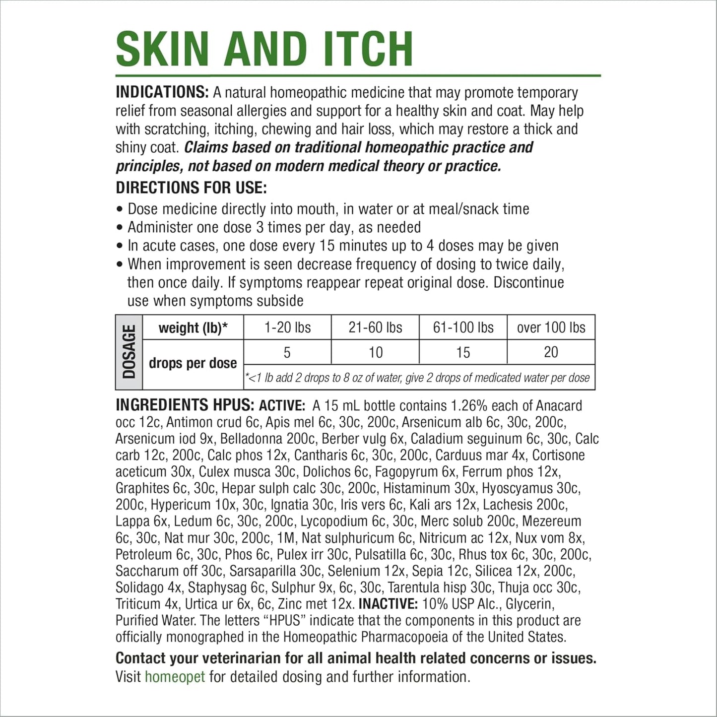 USA imported HomeoPet skin drop supplement for itchy cats