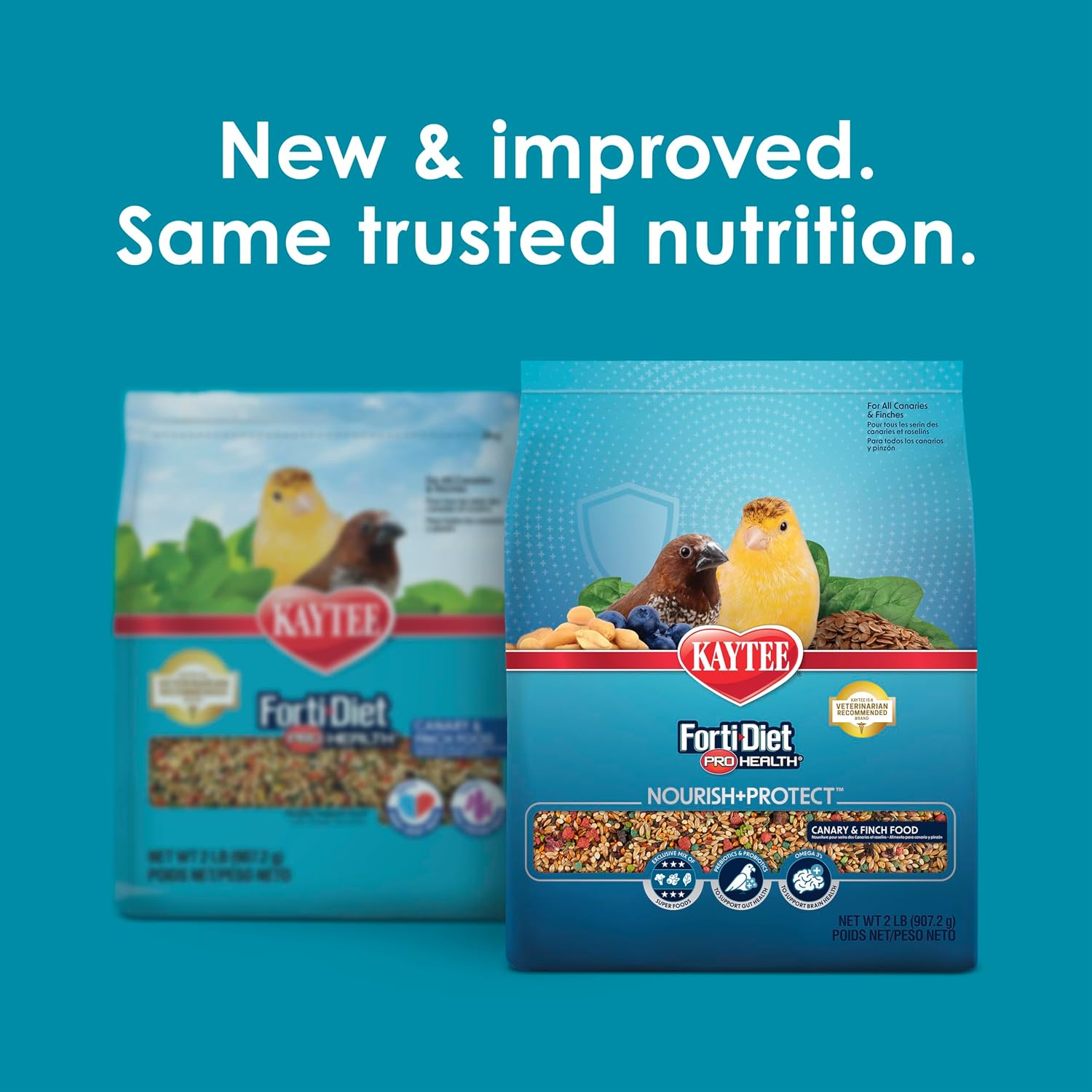 Close up of Kaytee bird food nutritional packaging details