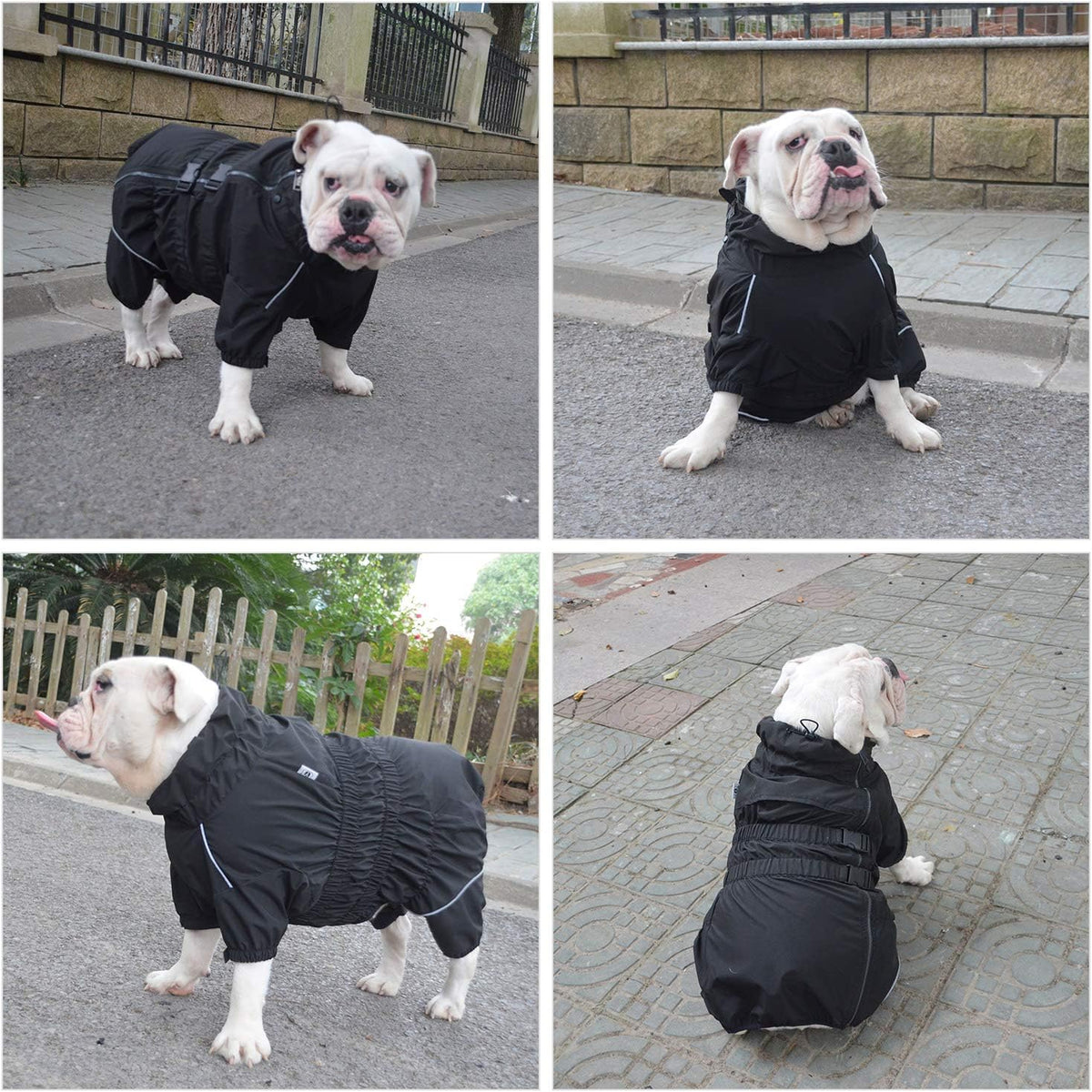 Breathable composite fabric pet jacket with mud protection belly coverage