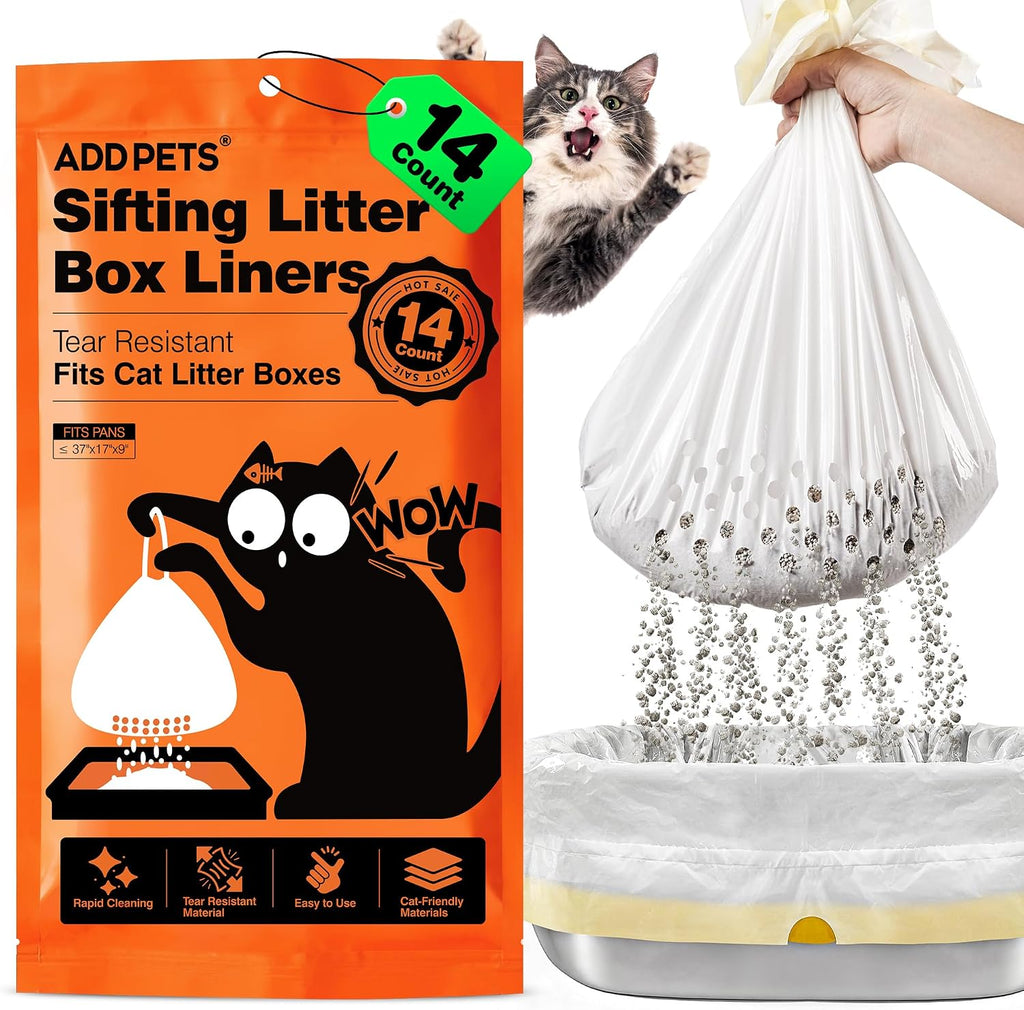 ADDPETS sifting cat litter box liners front view packaging