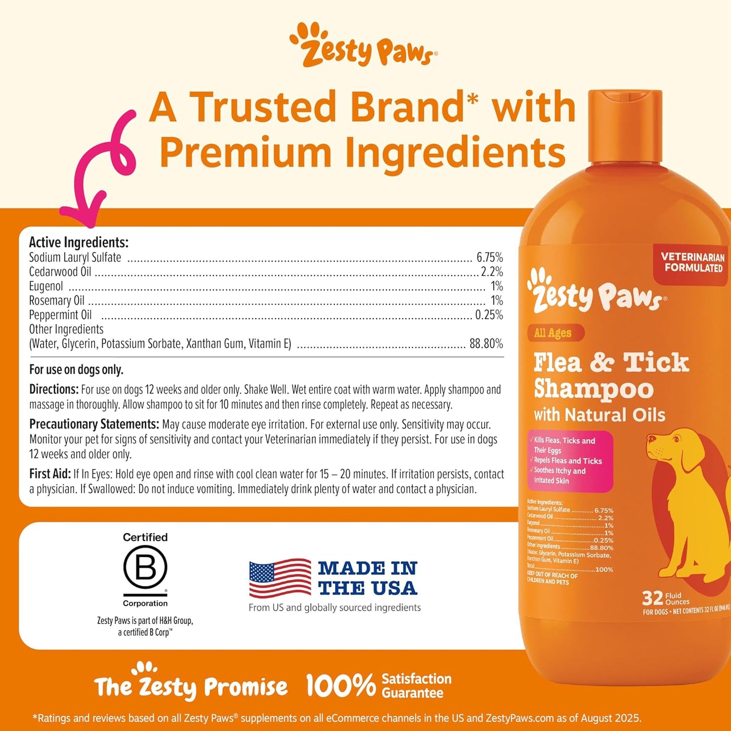 Zesty Paws Flea and Tick Shampoo for Dogs - Veterinarian Formulated Flea Shampoo for Dogs to Kill Fleas, Ticks & Their Eggs - Soothes Itchy & Irritated Dog Skin - Cedarwood, Rosemary & Peppermint Oil - Image 9
