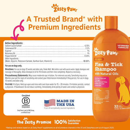 Zesty Paws Flea and Tick Shampoo for Dogs - Veterinarian Formulated Flea Shampoo for Dogs to Kill Fleas, Ticks & Their Eggs - Soothes Itchy & Irritated Dog Skin - Cedarwood, Rosemary & Peppermint Oil - Image 9