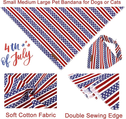 Patriotic 4th of July pet triangle scarf displaying the stars and stripes pattern
