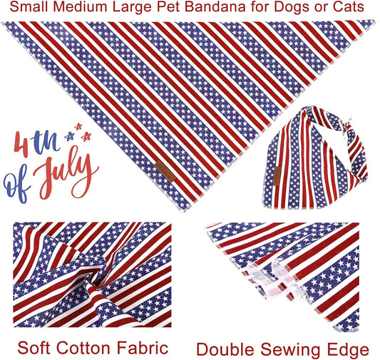 Patriotic 4th of July pet triangle scarf displaying the stars and stripes pattern