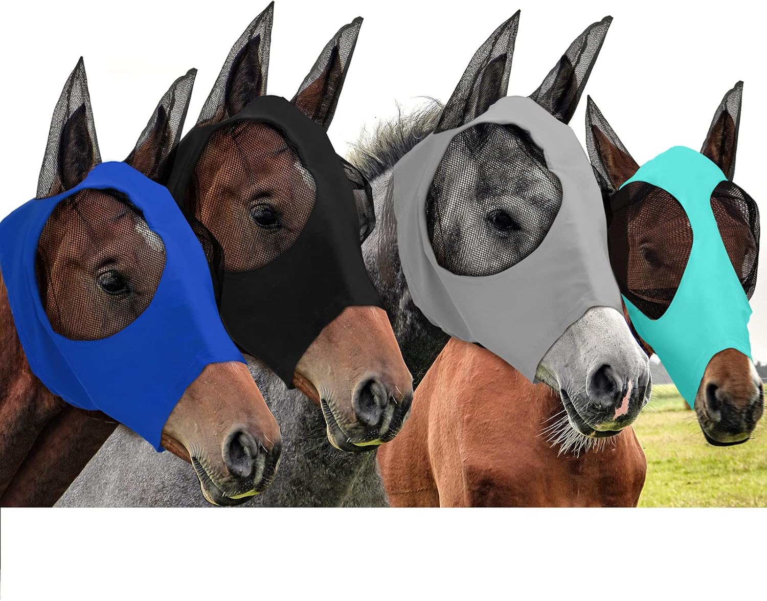 Frienda 4 piece horse fly mask set with ears front view