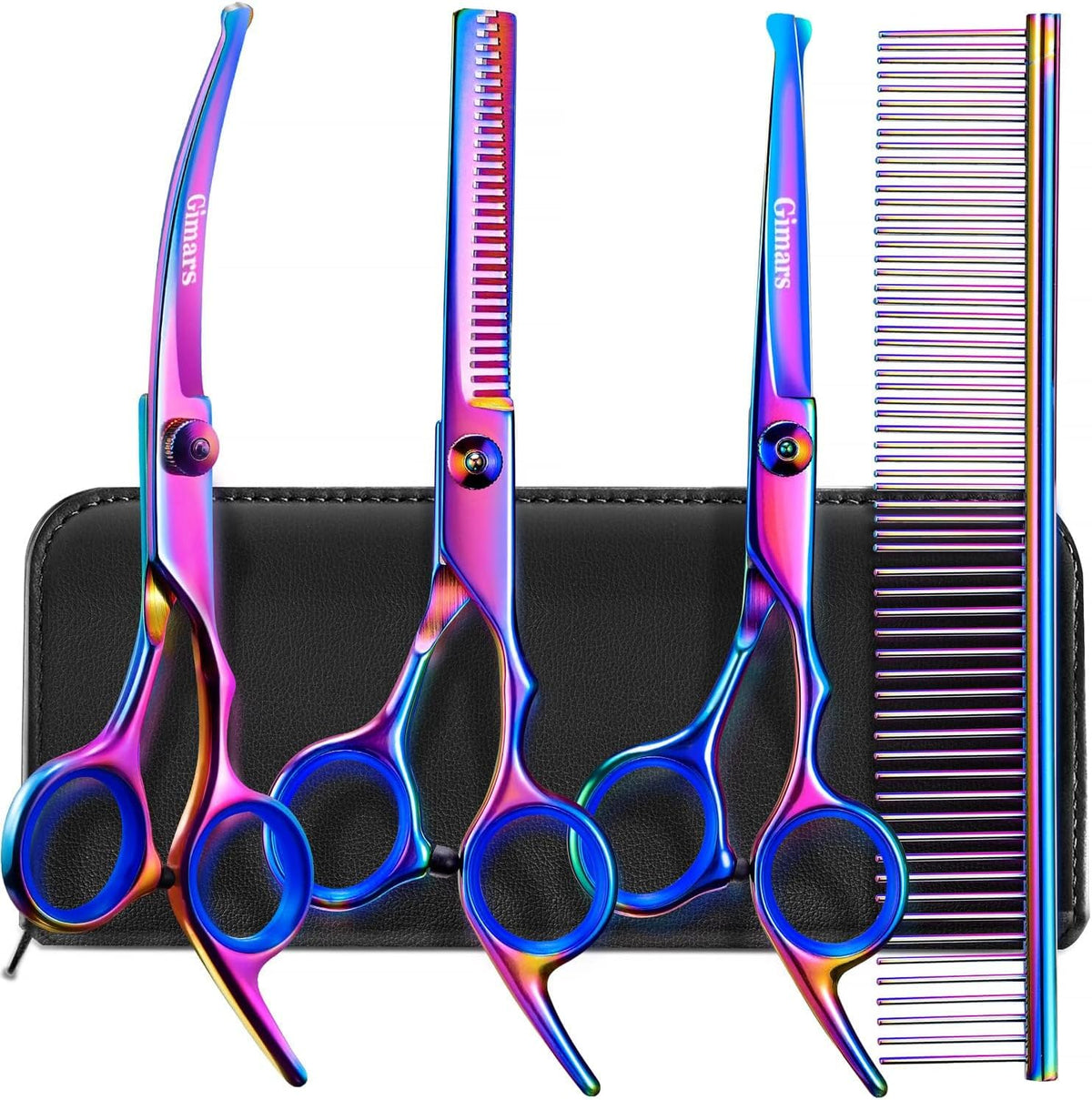 Gimars Titanium Coated Professional 6 in 1 4CR Stainless Steel Dog Grooming Scissors with Safety Round Tip, Heavy Duty Pet Grooming Scissor for Dogs, Cats and Other Animals - Image 14