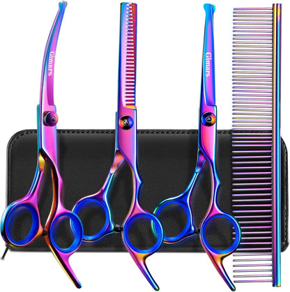 Gimars Titanium Coated Professional 6 in 1 4CR Stainless Steel Dog Grooming Scissors with Safety Round Tip, Heavy Duty Pet Grooming Scissor for Dogs, Cats and Other Animals - Image 14