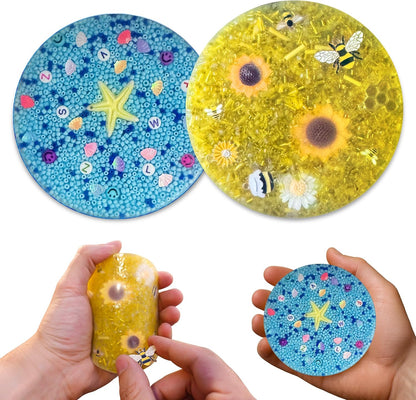 Generic Picky Pad skin picking fidget toy front view showing bee theme and ocean theme pack.