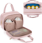 Damero wearable breast pump bag front view showing pink premium exterior and top handle