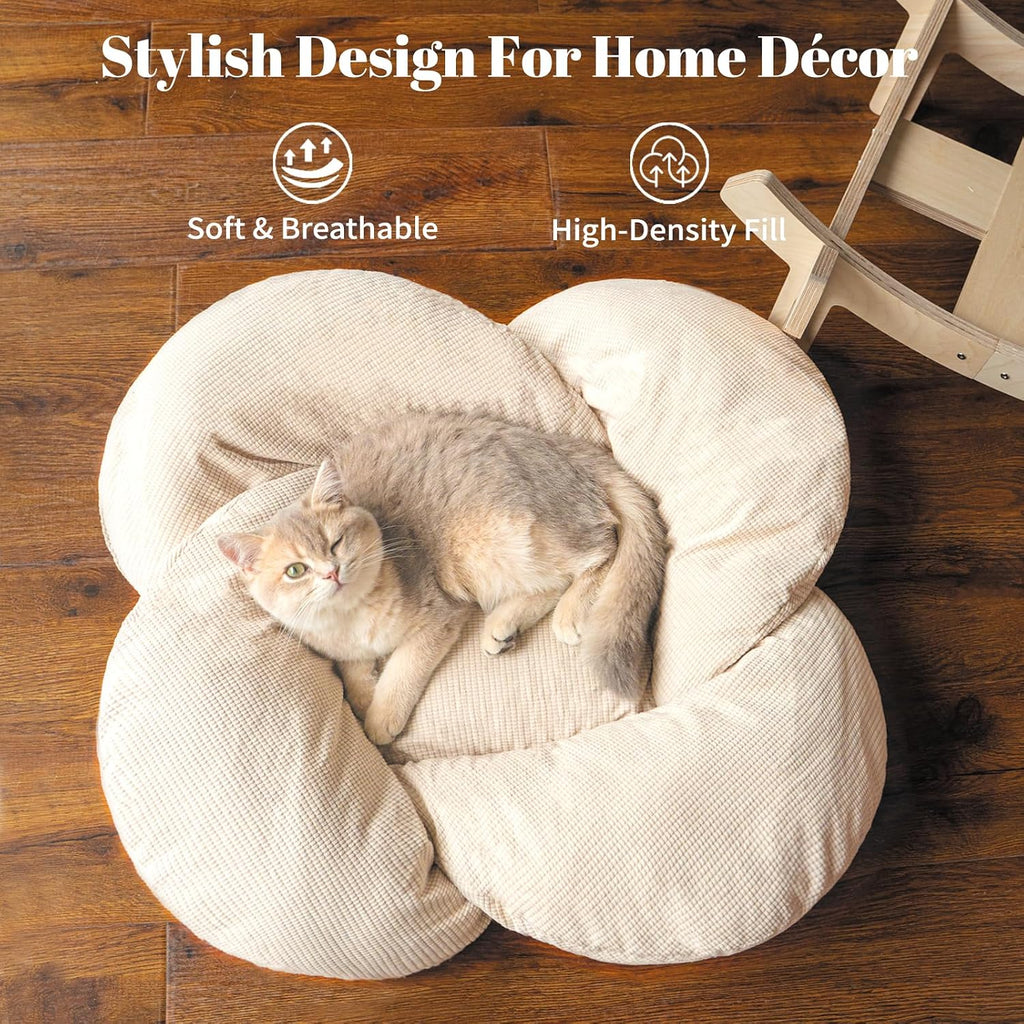 Cheerhome Pets white wooden cat couch with fluffy cushion