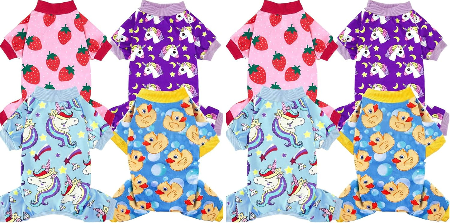 XPUDAC 4 Pack Dog Pajamas for Small Dogs Pjs Clothes Puppy Onesies Outfits for Doggie Duck Shirts Sleeper for Pet-M - Image 14