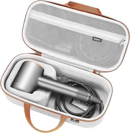 RAIACE hard storage case compatible with Dyson hair dryer gray front view