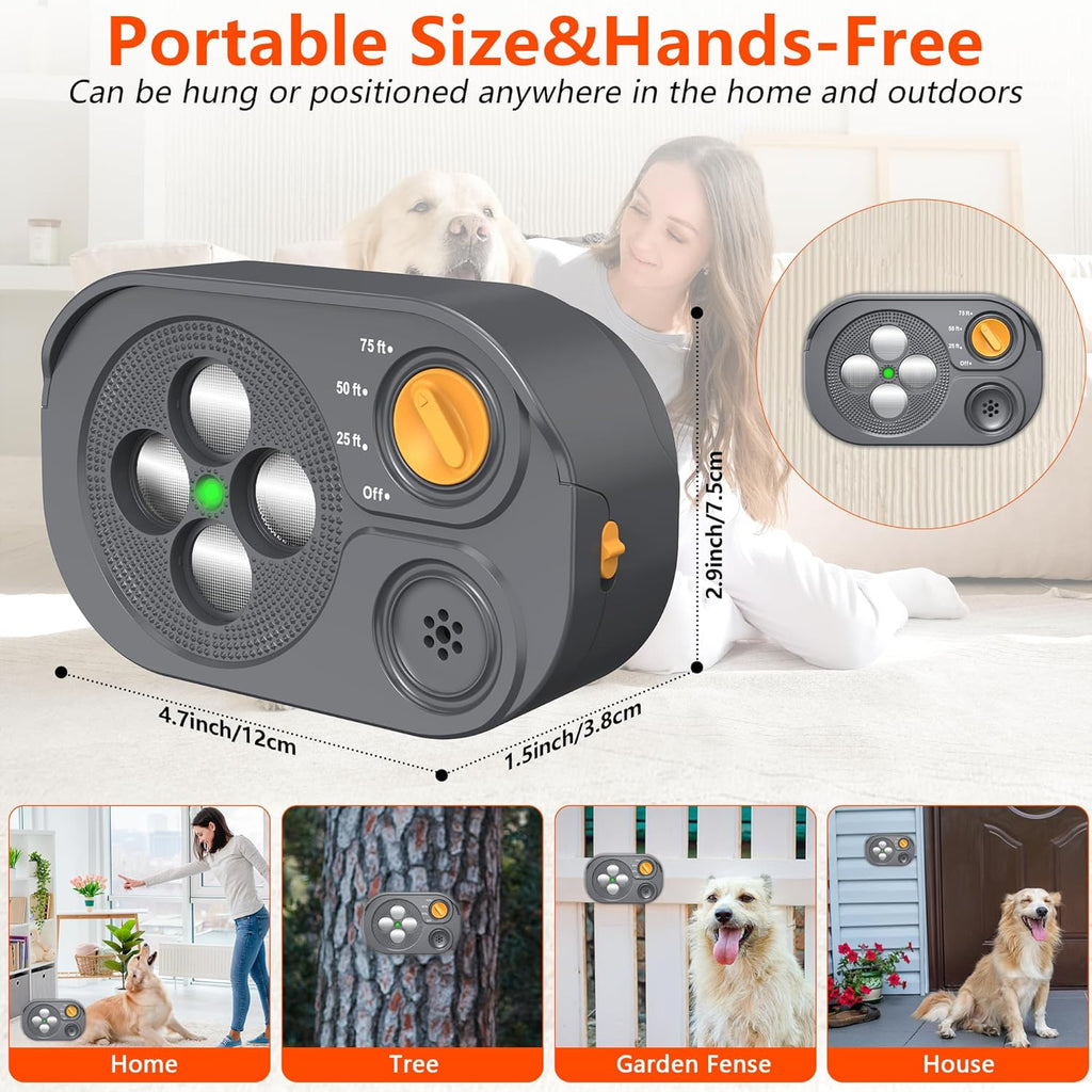 Waterproof ultrasonic dog silencer mounted on fence